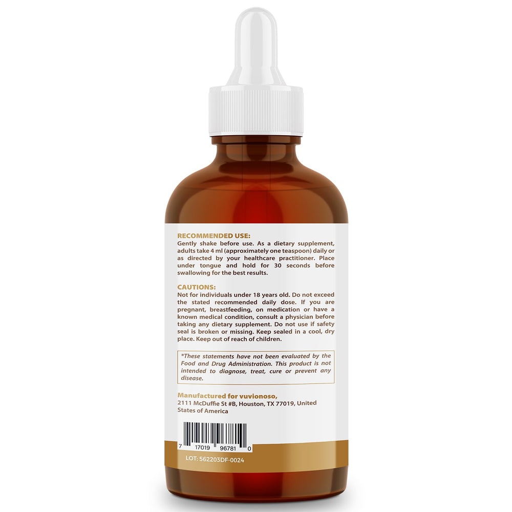 Tincture bottle on wood table in a home wellness setup