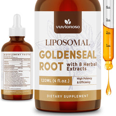 Vuvionoso Goldenseal bottle front highlighting the product for daily wellness