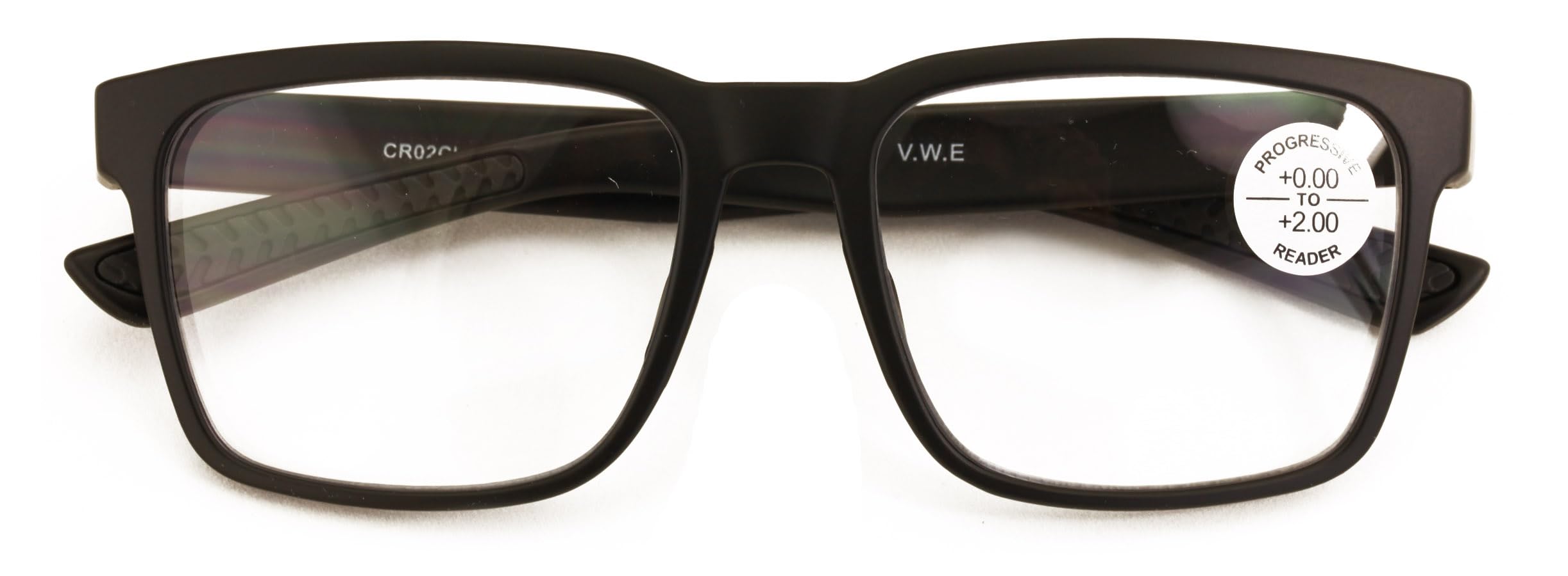 V.W.E. nose-bridge detail indicating secure fit for extended wear.
