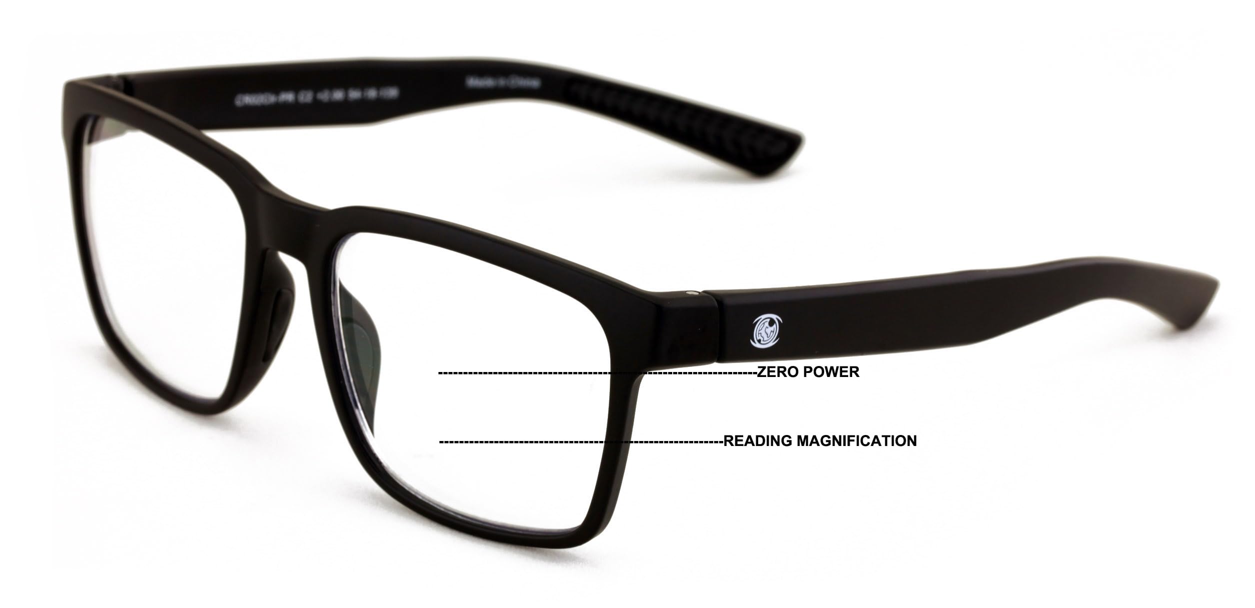 V.W.E. rectangle-frame side profile showing modern lightweight design for all-day wear.