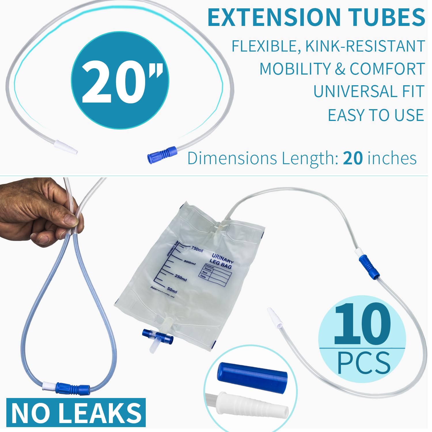 VWJ ext-tubo-pernera-20-pulgadas con conector estándar para conexión rápida.