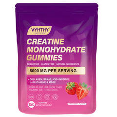 VYHTHY Creatine Monohydrate Gummies bottle shows convenient sugar-free post-workout support.