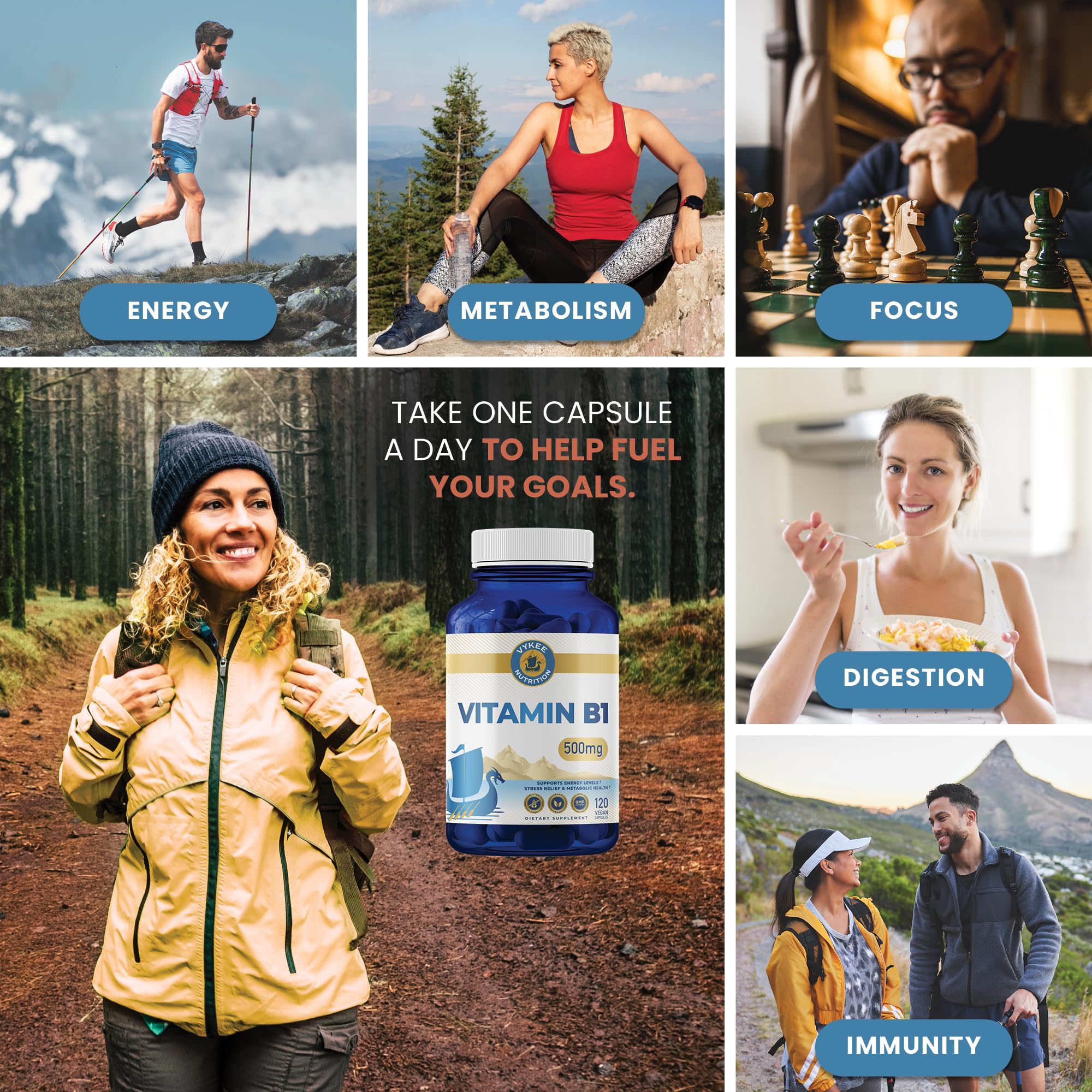 Vykee Nutrition bottle label detail emphasizes purity and clean sourcing
