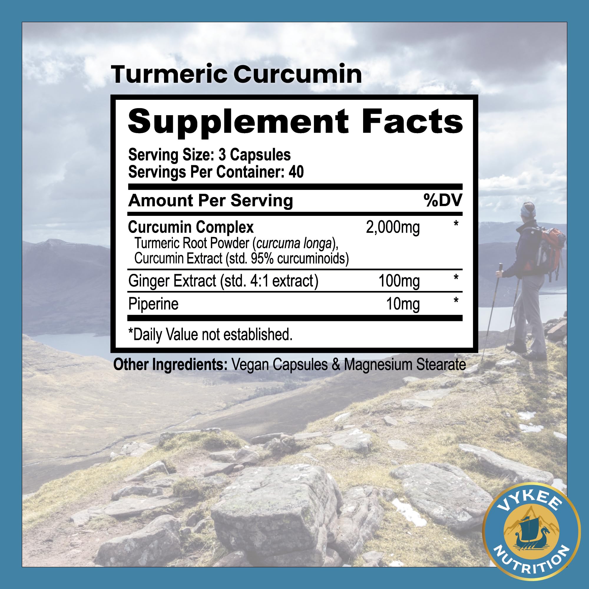 Vykee turmeric capsules ready for everyday use and joint mobility