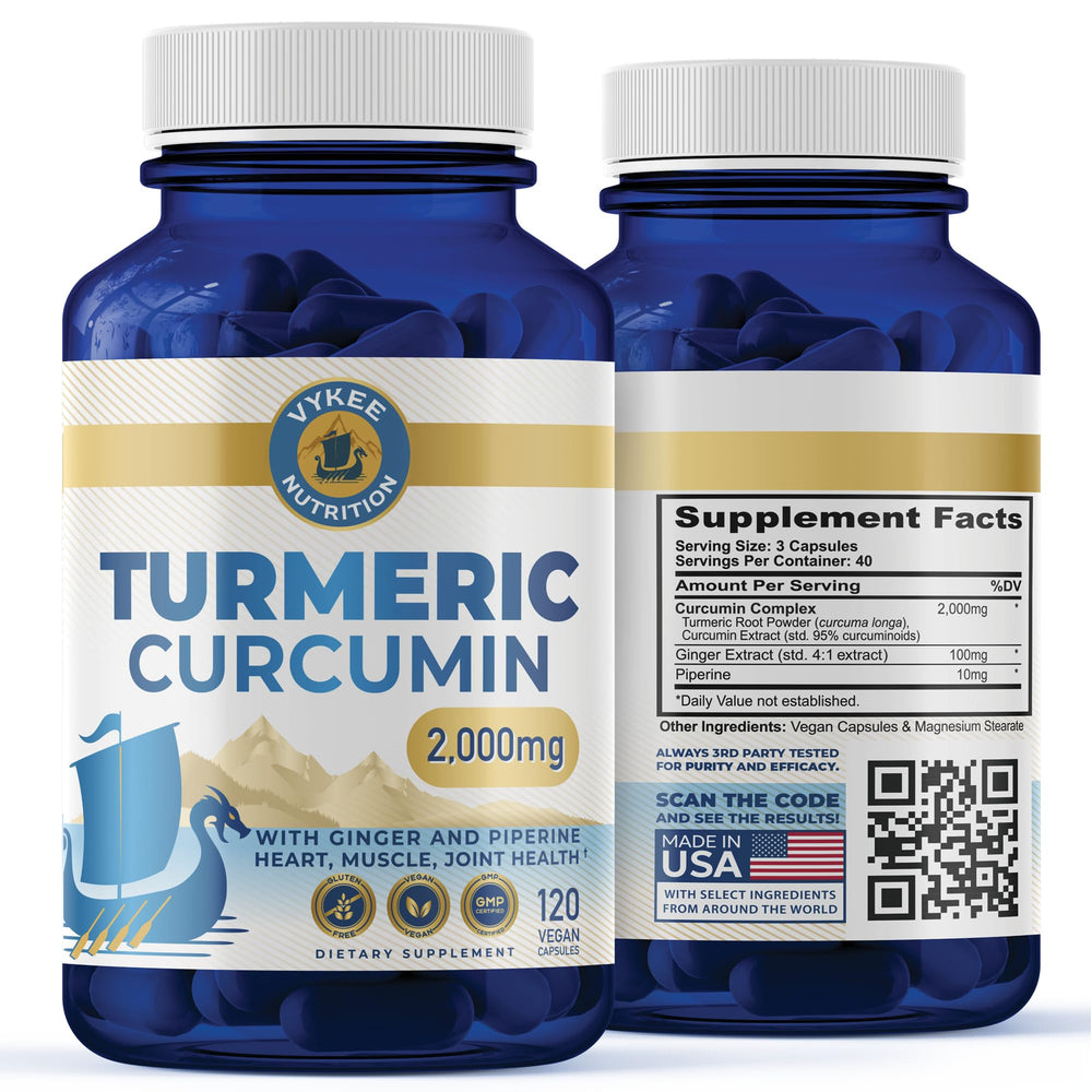 Vykee Nutrition turmeric-curcumin bottle for convenient daily joint support