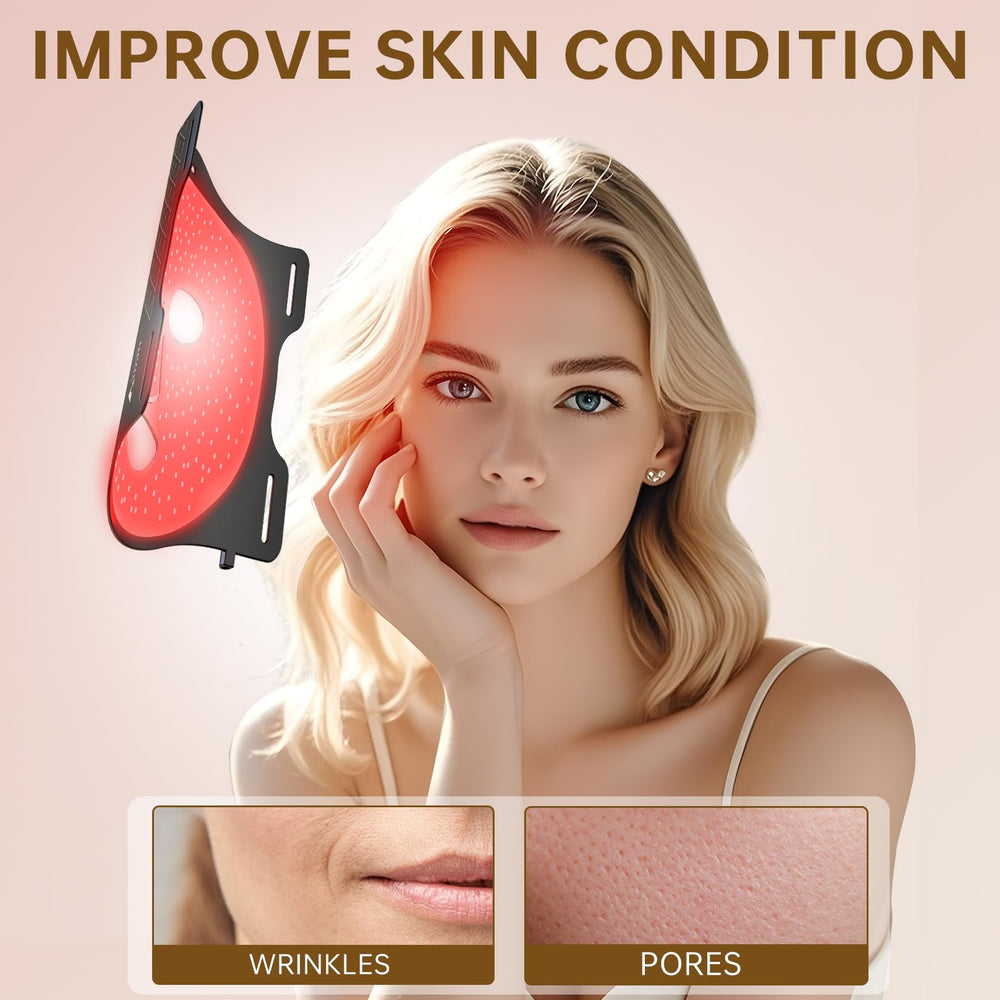 VYM by Clinmate red light therapy session illustrates salon-like treatment at home.