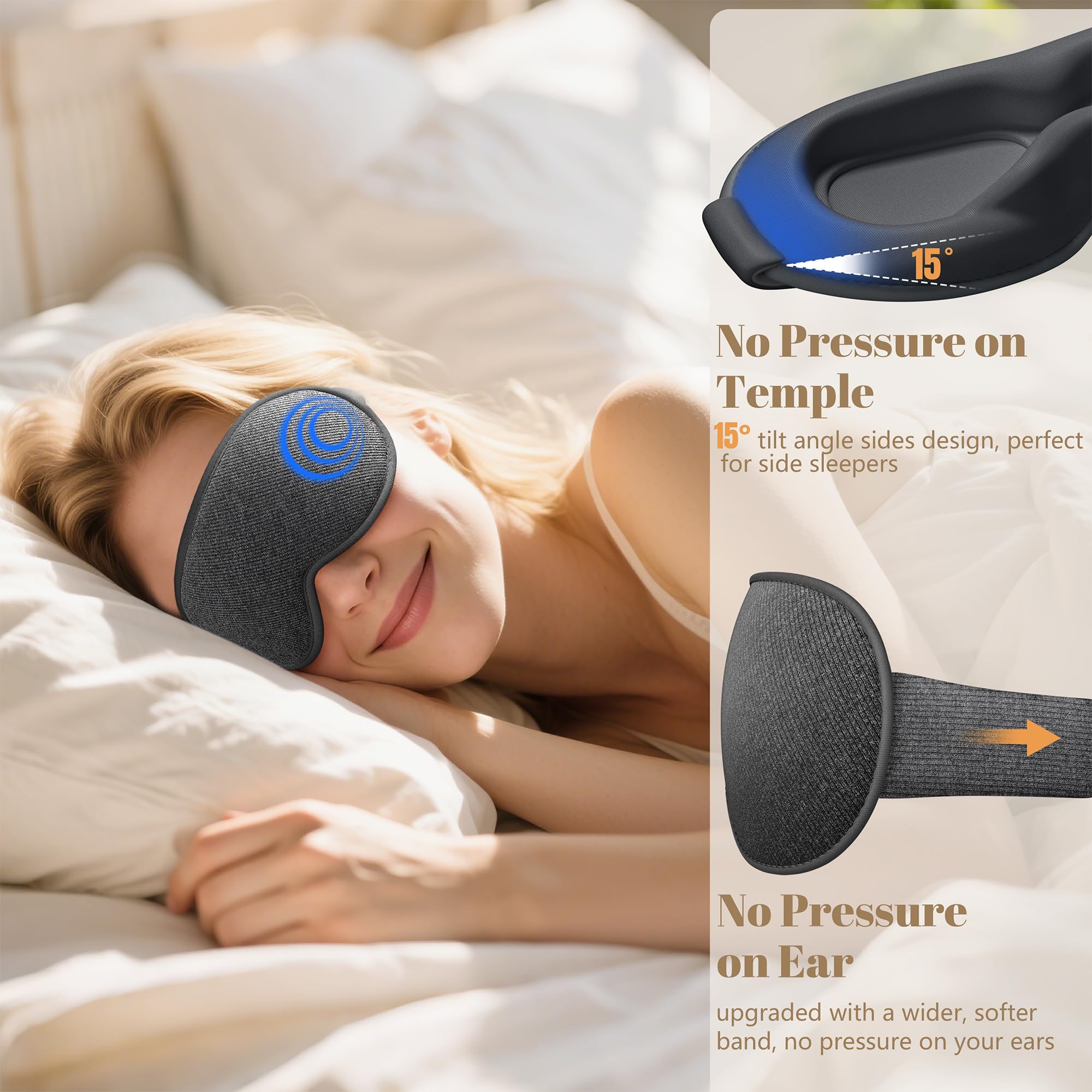 Vynix diseño de 15 grados reduce presión en la cara para mayor comodidad.
