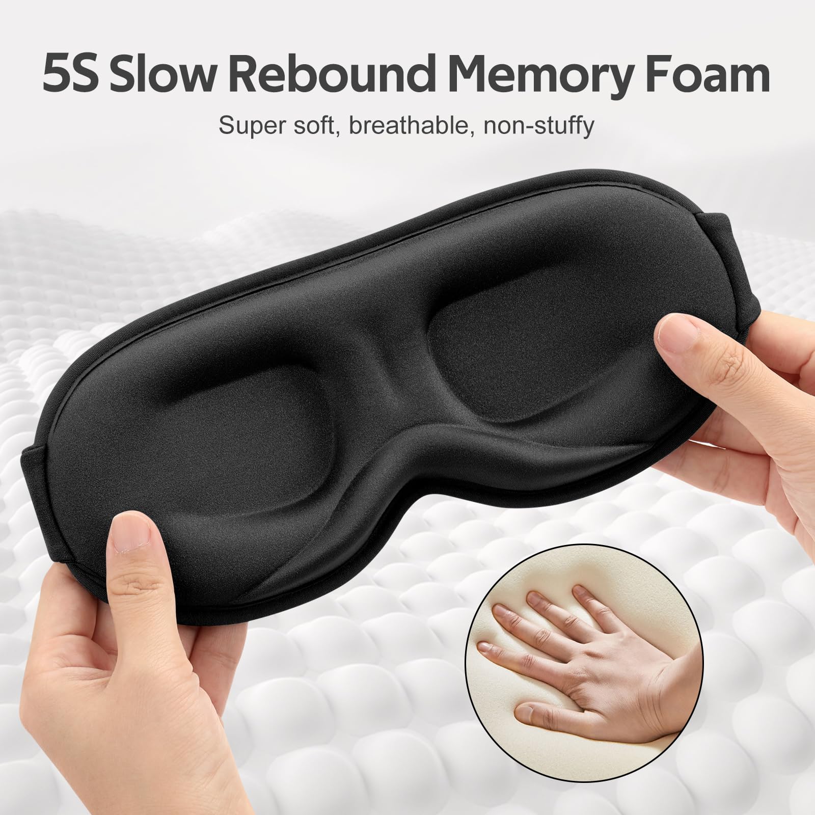 Vynix Sleep Mask memory foam feels breathable and comfortable all night