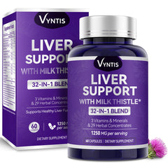 VYNTIS Liver Cleanse 32in1 bottle showing herbal formula for daily wellness.