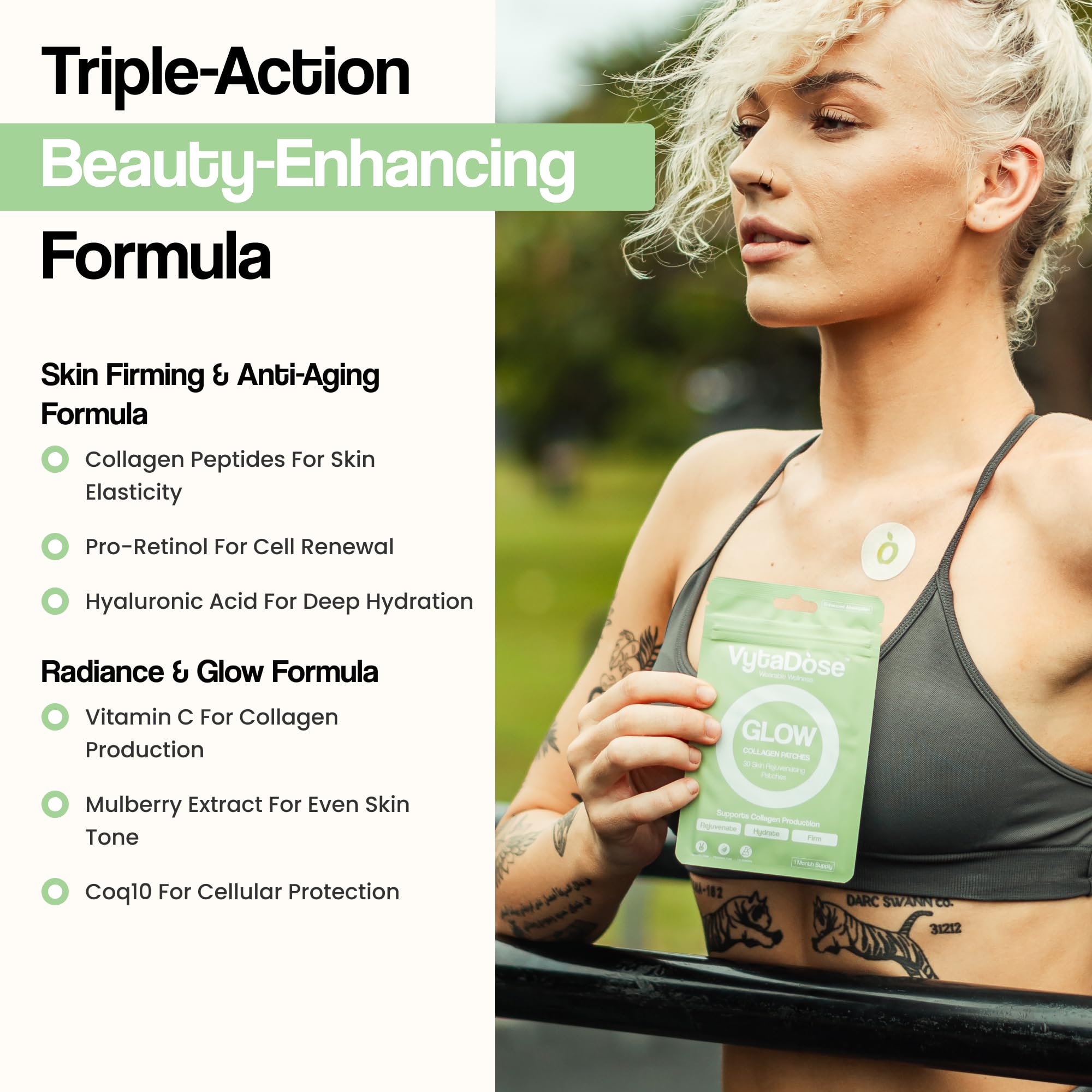 Patch applied to skin during a morning routine for moisture support.