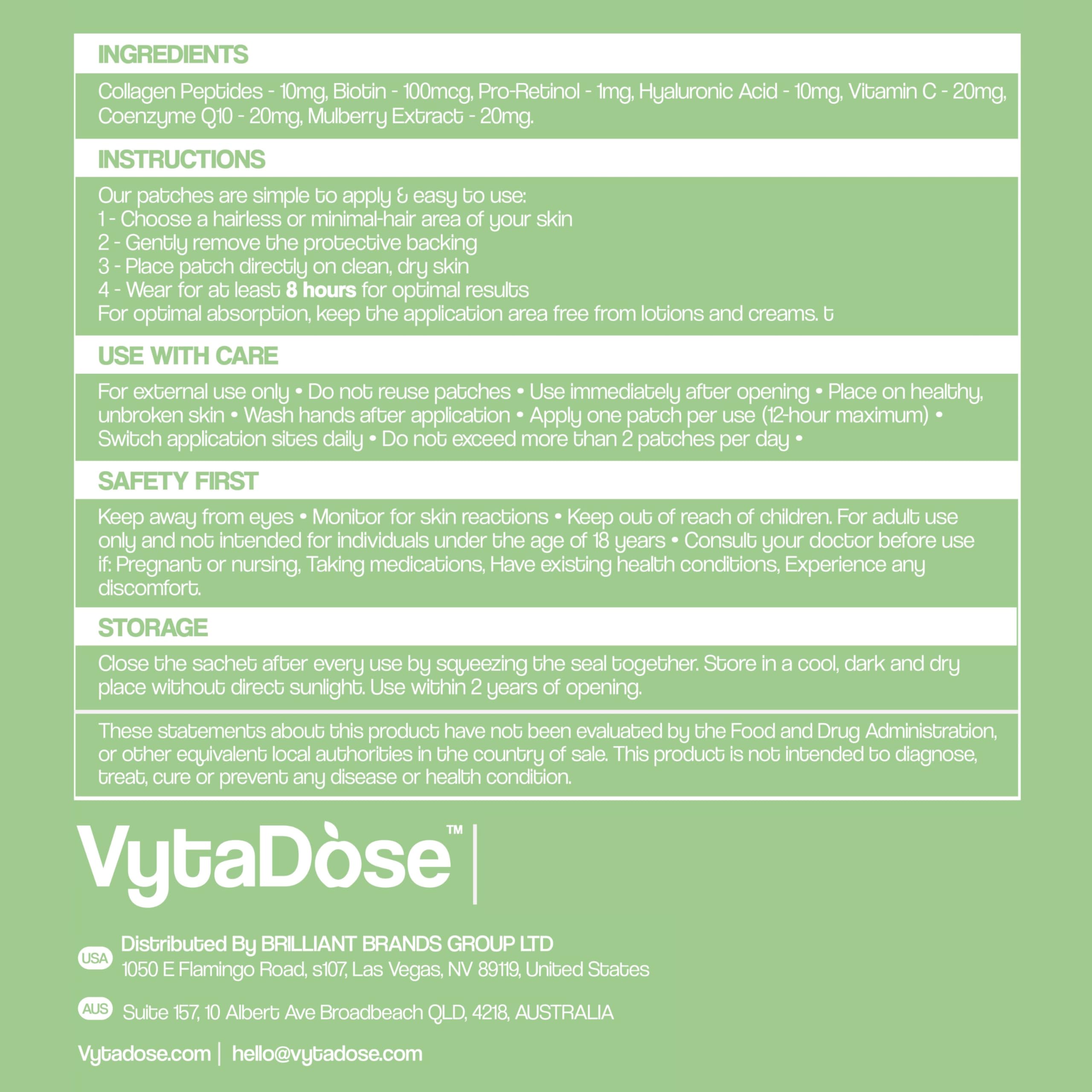 Subscription-ready Vytadose patches box with Save option.