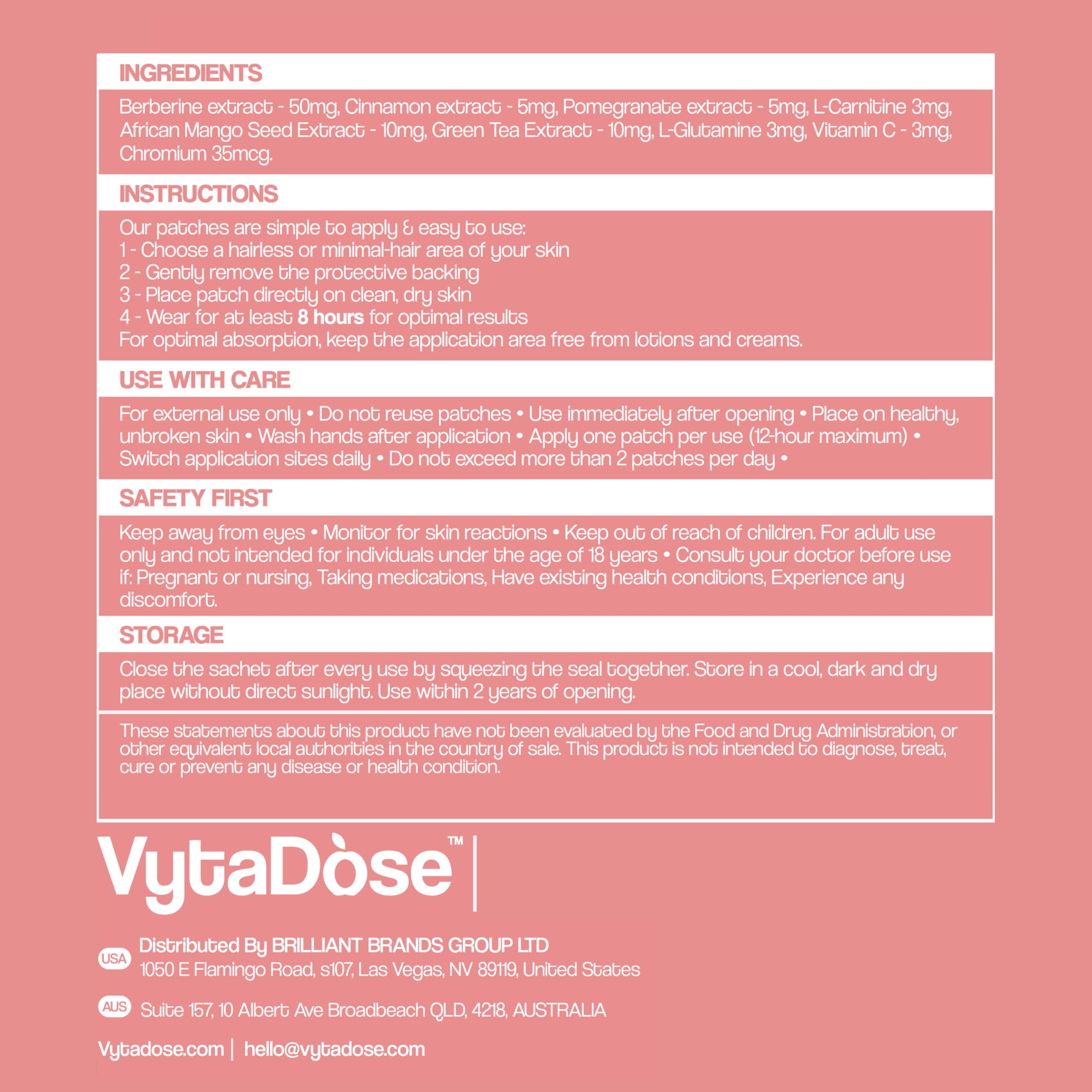 Vytadose GLP1 packaging with 30 patches for daily routines.