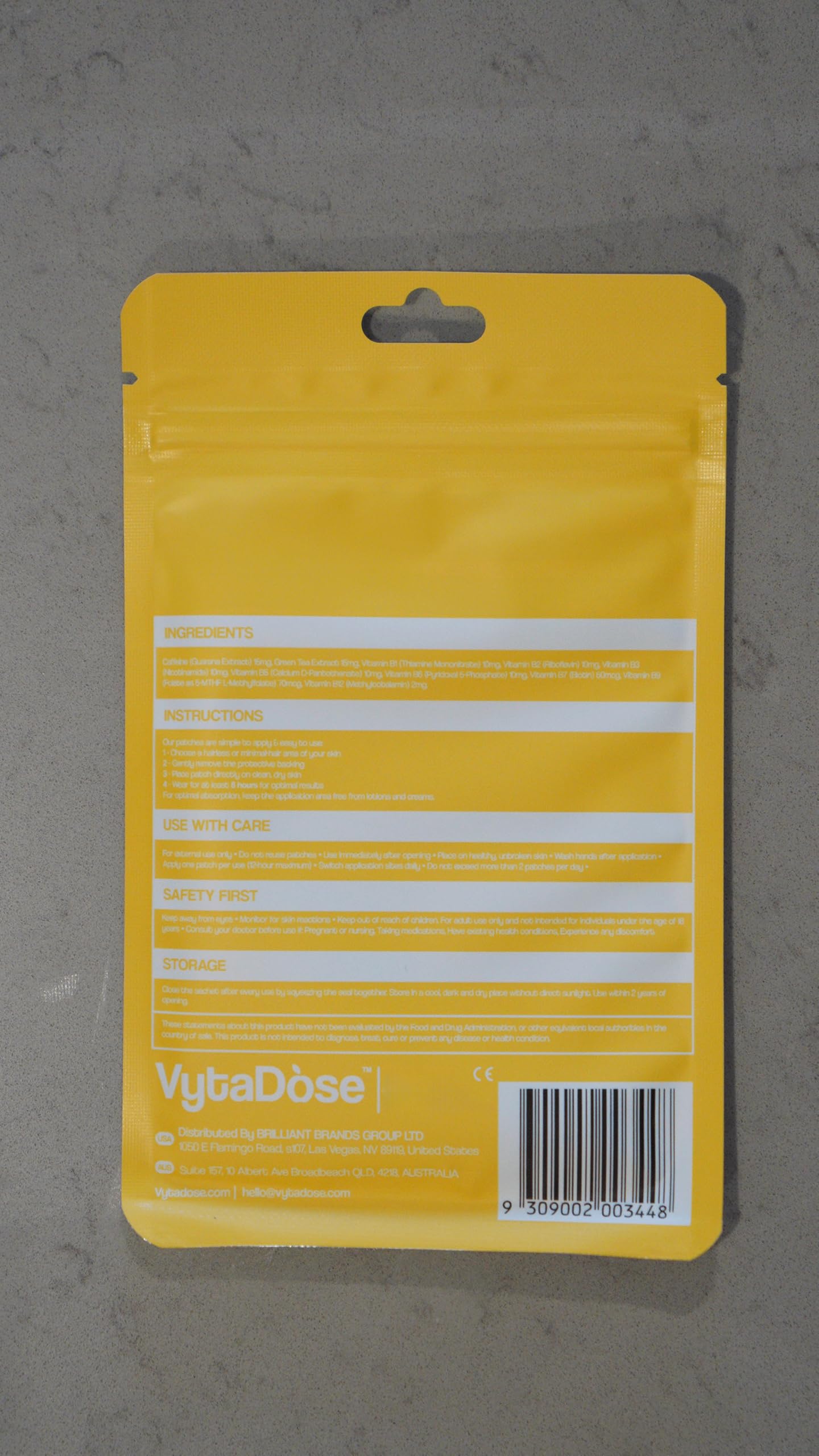 Vytadose patch on arm demonstrates discreet energy support.
