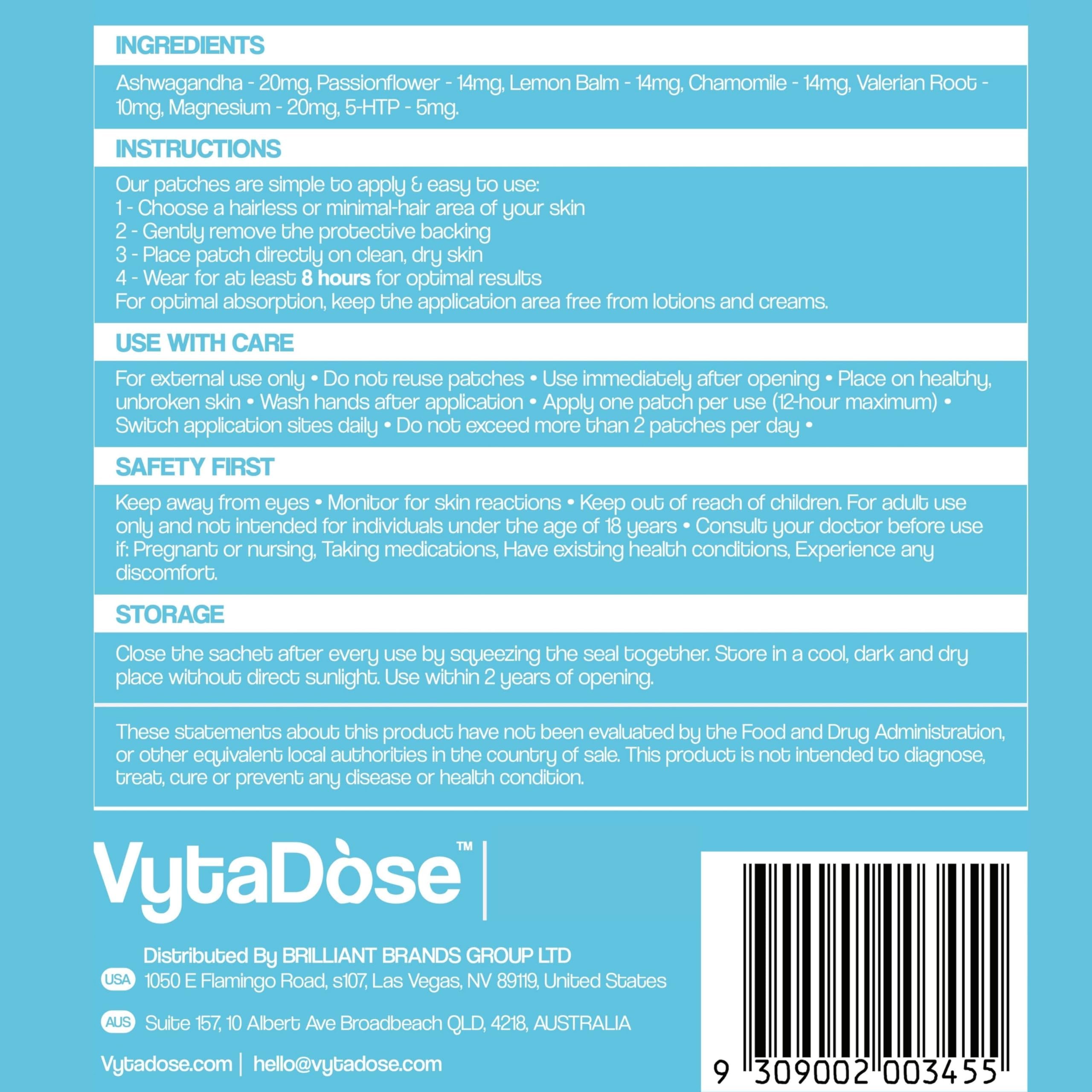Vytadose Sleep Patch enhances bedtime routine with calm evenings.