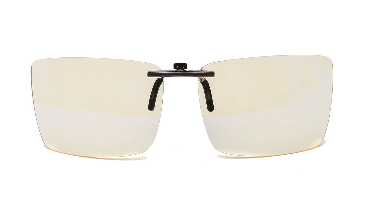 Vyzia blue light clip-on over glasses blocks blue light during screen work.