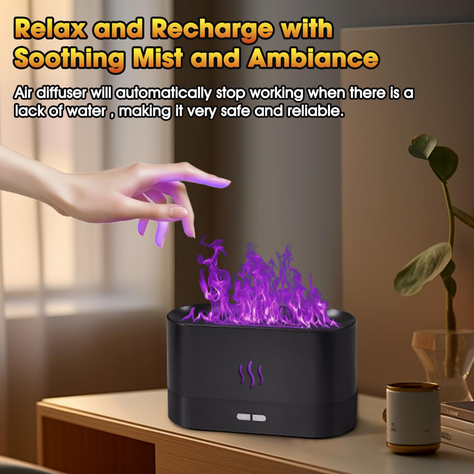 VZZNN warm-light mode diffuser provides a cozy ambience for evenings and yoga.