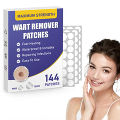 WABRINY wart remover patches packaging shows a 144-count box for easy ongoing use