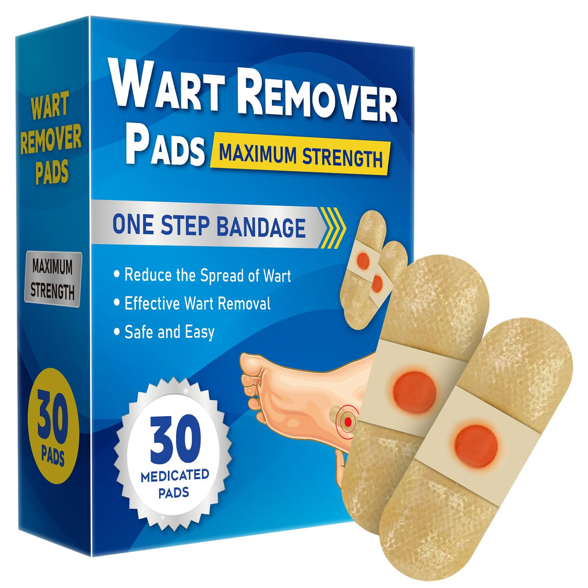 WABRINY Wart Remover Pad medicated patch applied to a wart for targeted treatment.