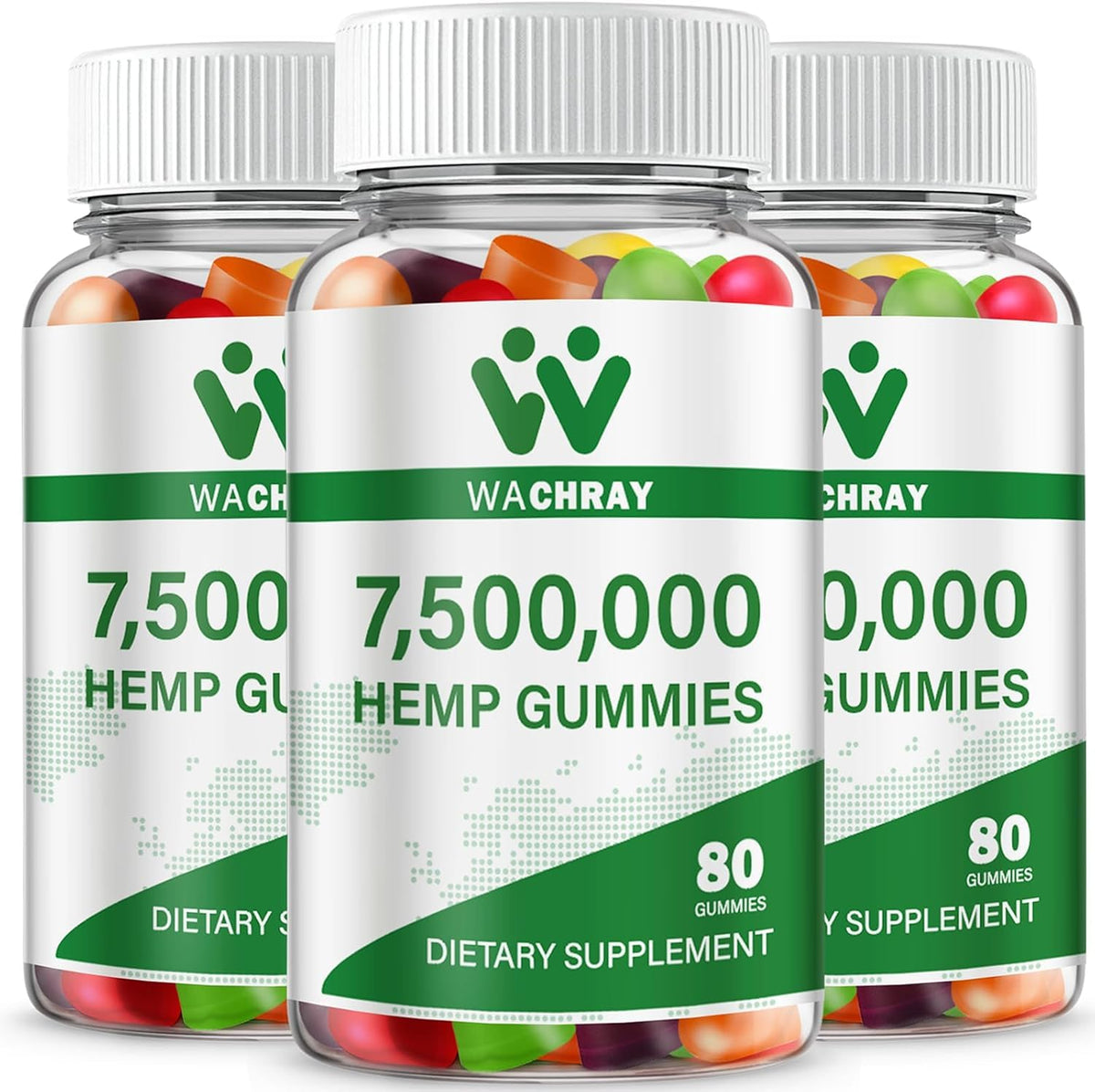 WACHRAY hemp gummies bottle close-up for daily wellness.