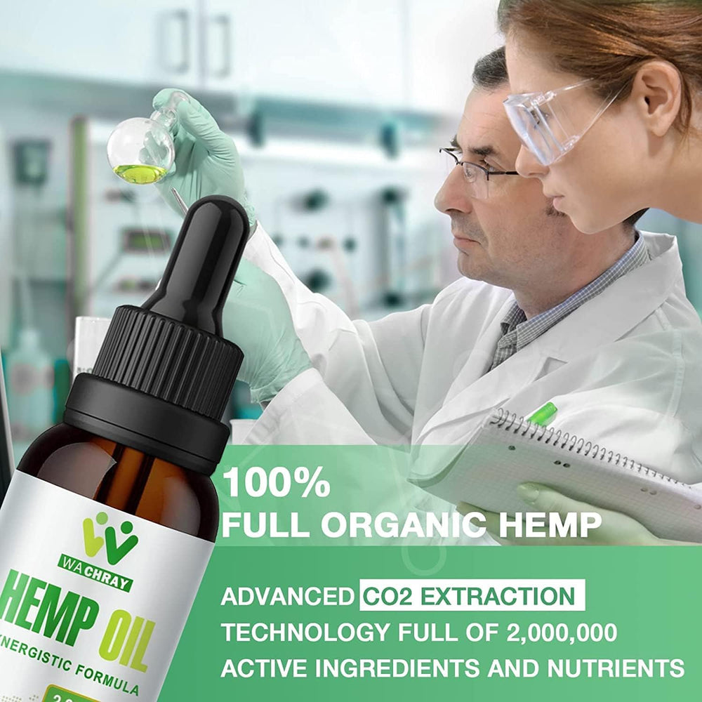 WACHRAY Hemp Oil Drops 3-Pack bottle pour illustrating easy dosing