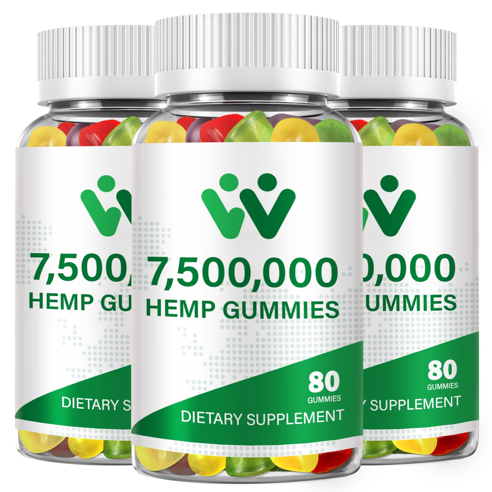 WACHRAY Nutrition 3 Packs Organic Hemp Gummies front bottle for daily convenience.