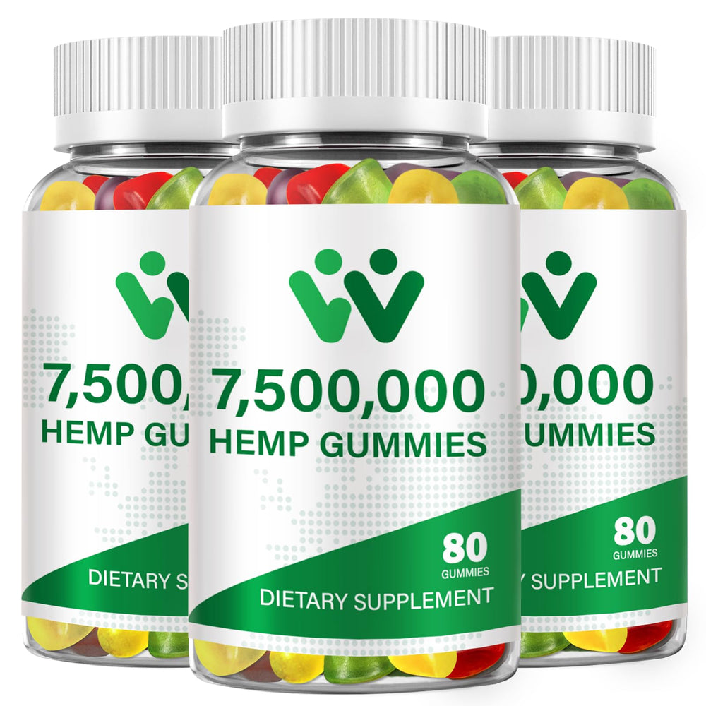 WACHRAY Nutrition 3 Packs Organic Hemp Gummies front bottle for daily convenience.