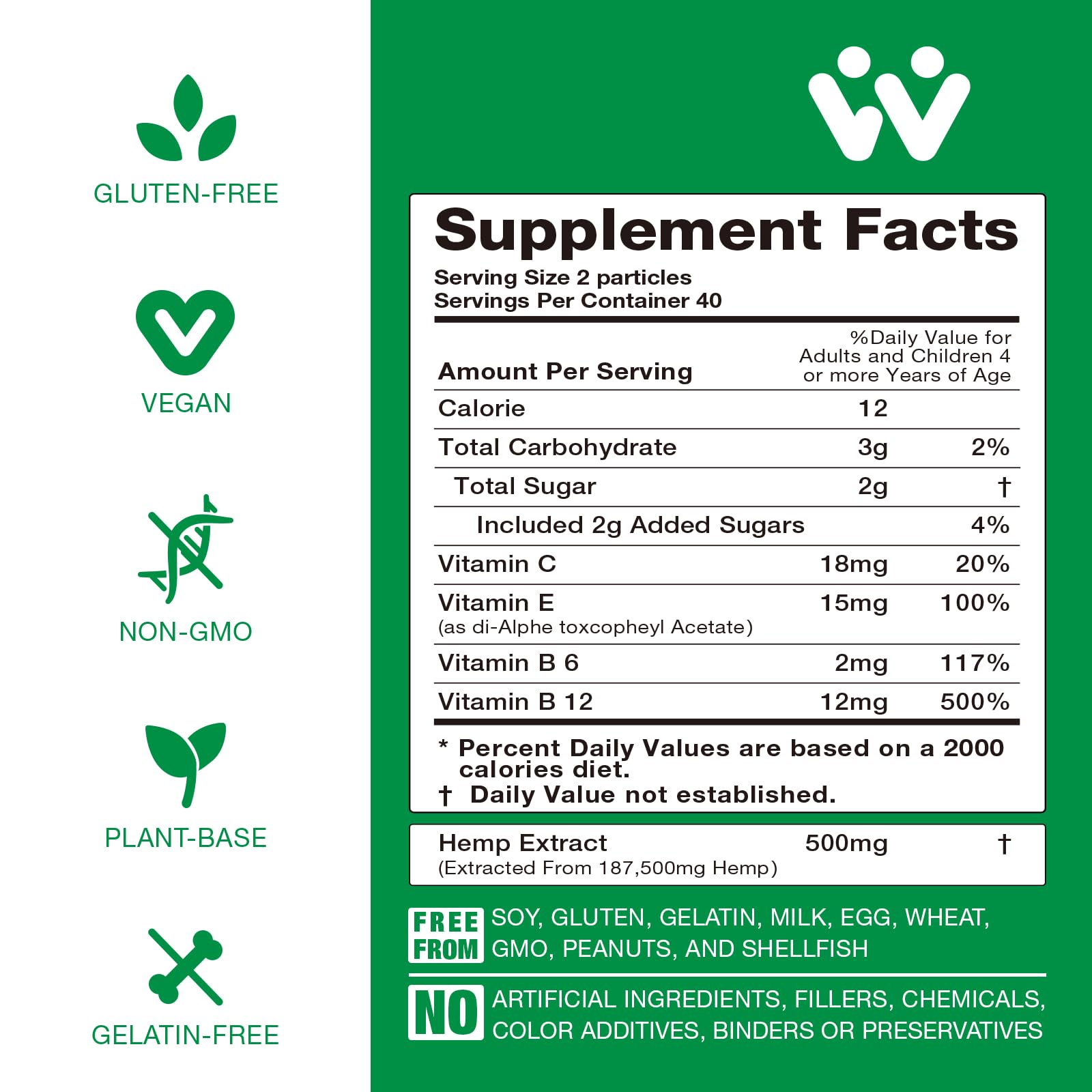 WACHRAY Nutrition gluten-free GMO-free badge on label.