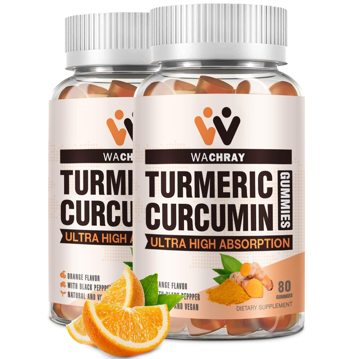 WACHRAY turmeric curcumin gummies bottle for daily joint comfort support.