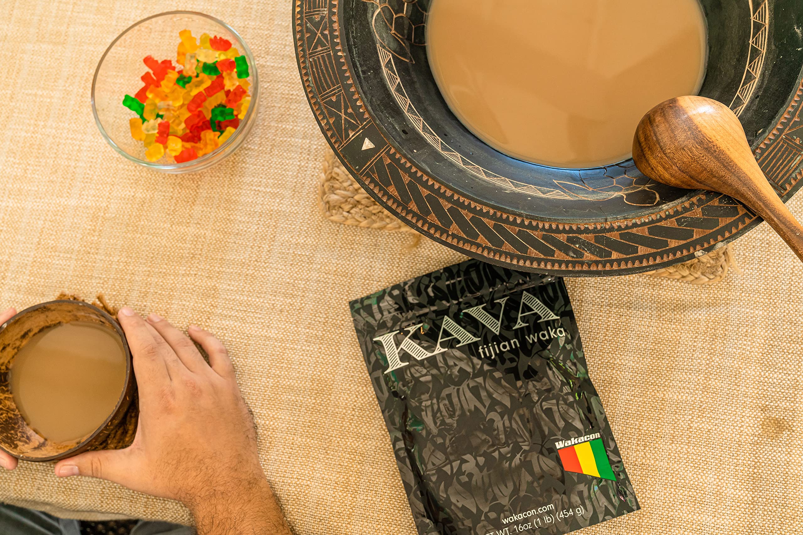 Brewing Wakacon Kava Waka Powder releases an earthy, inviting aroma.