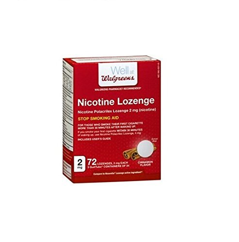 Walgreens nicotine lozenge cinnamon 2 mg in three vials with carrying case for cravings management