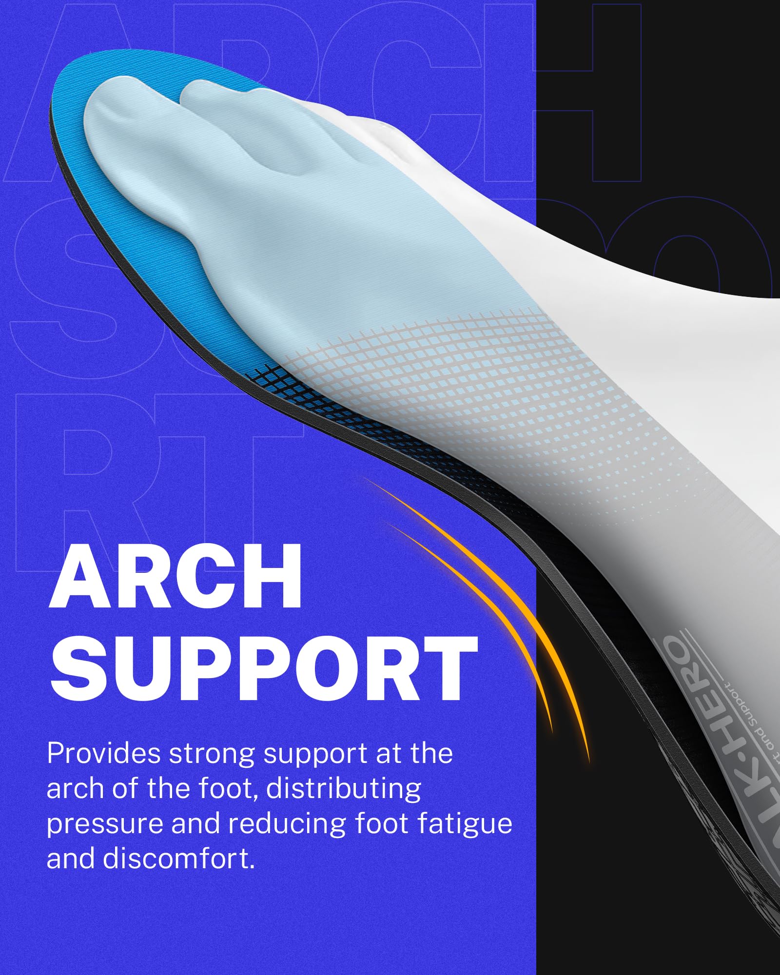 WalkHero breathable foam layer keeps feet cool and dry during long walks.