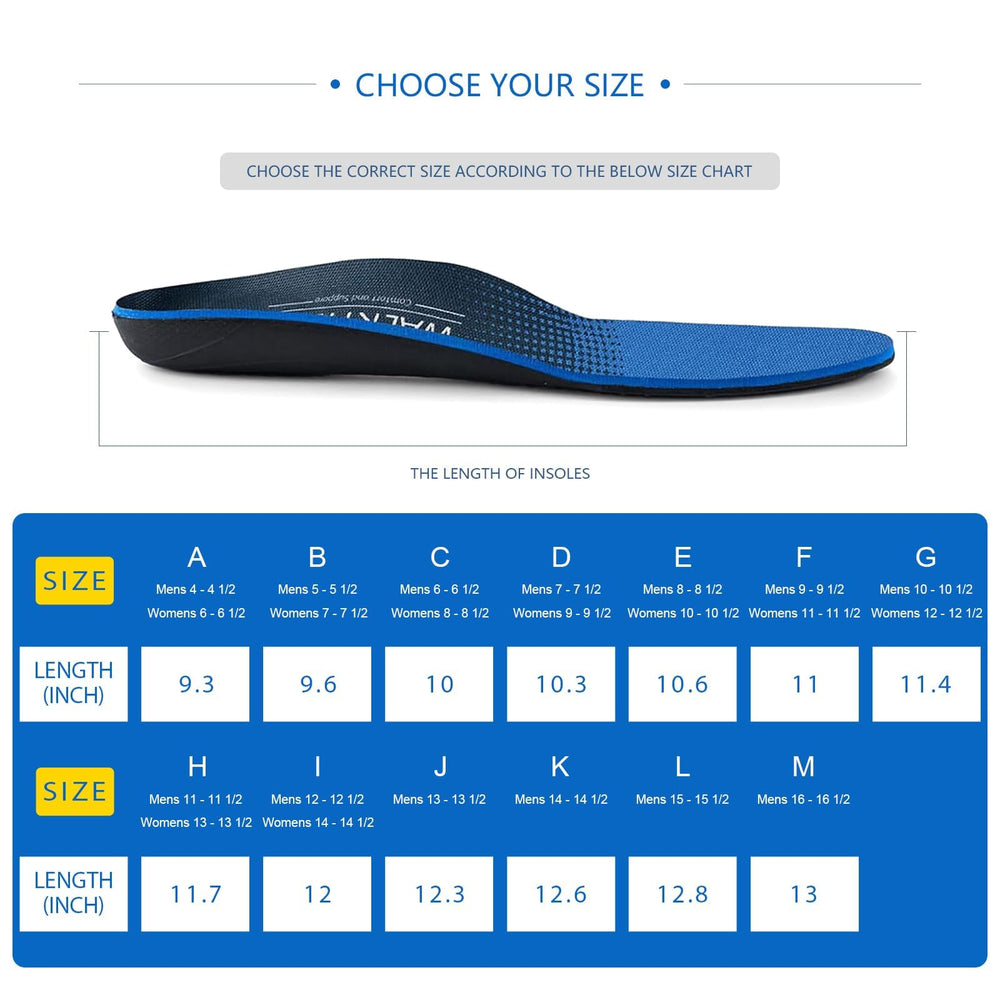 WalkHero flat feet insoles suitable for a range of casual and athletic footwear.