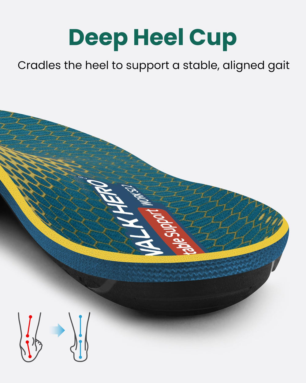WalkHero full-length EVA foam footbed enhances comfort and energy return.