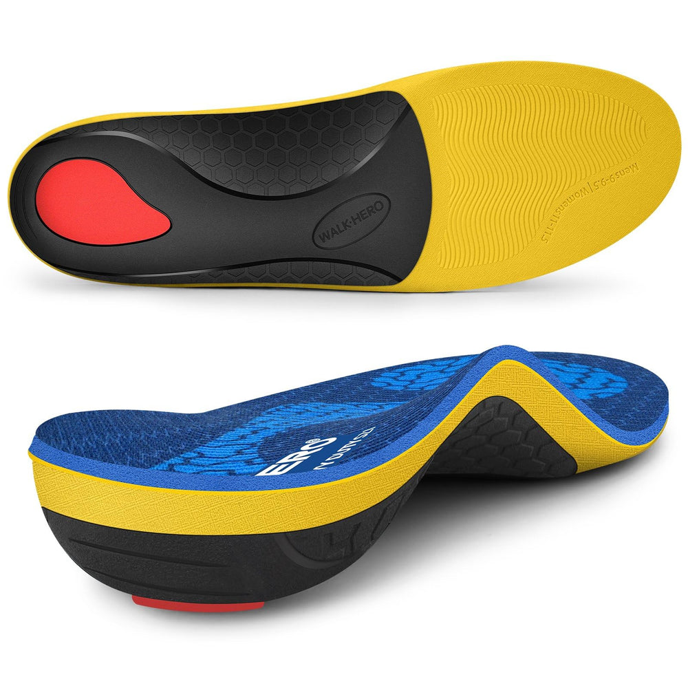 WalkHero heavy-duty insoles provide arch support for all-day comfort.