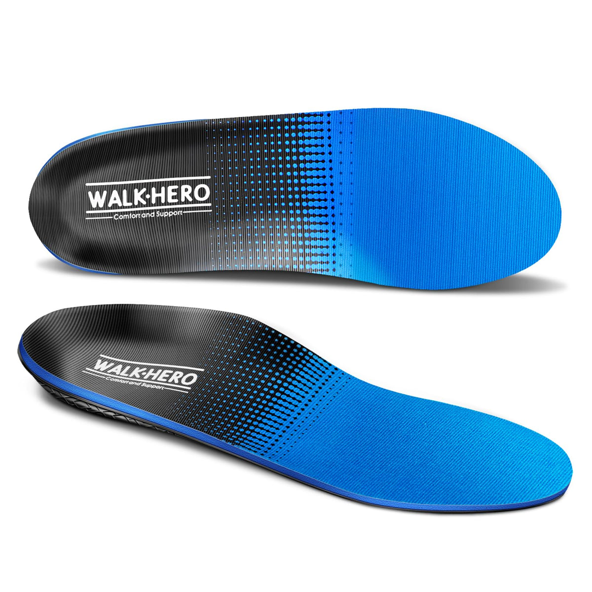 WalkHero plantar fasciitis insoles with arch support for all-day comfort in blue