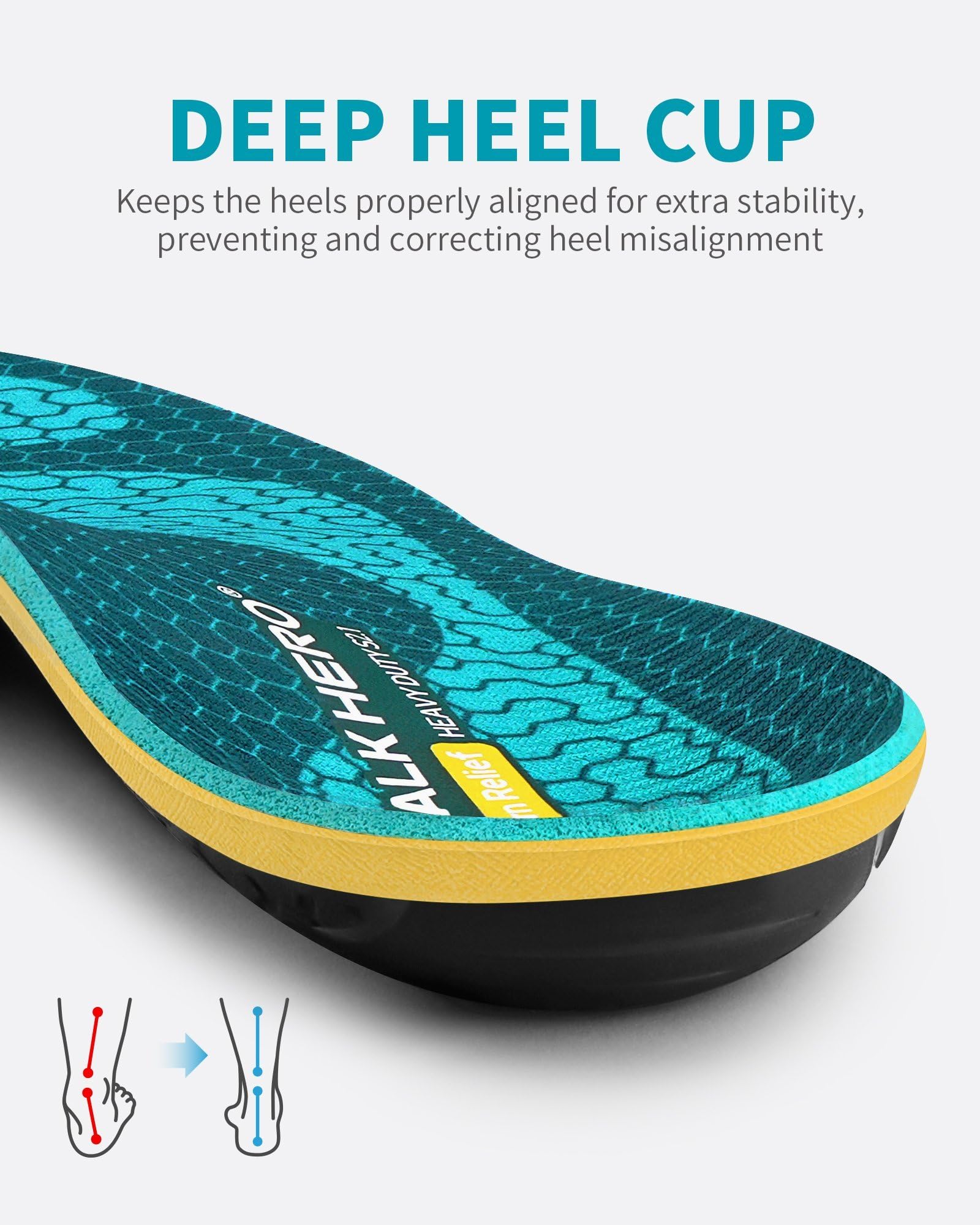WalkHero PU heel cushion delivers soft landings in daily wear.