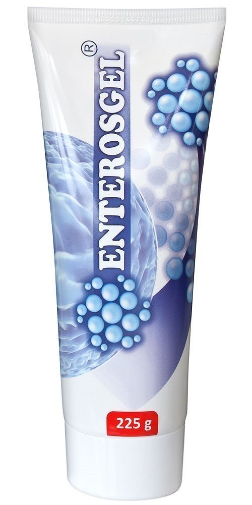Walkingly Enterosgel gel texture in a tube showing selective binding for gut support.