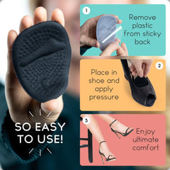 Walkize ball-of-foot cushions on foot demonstrate discreet heel support.