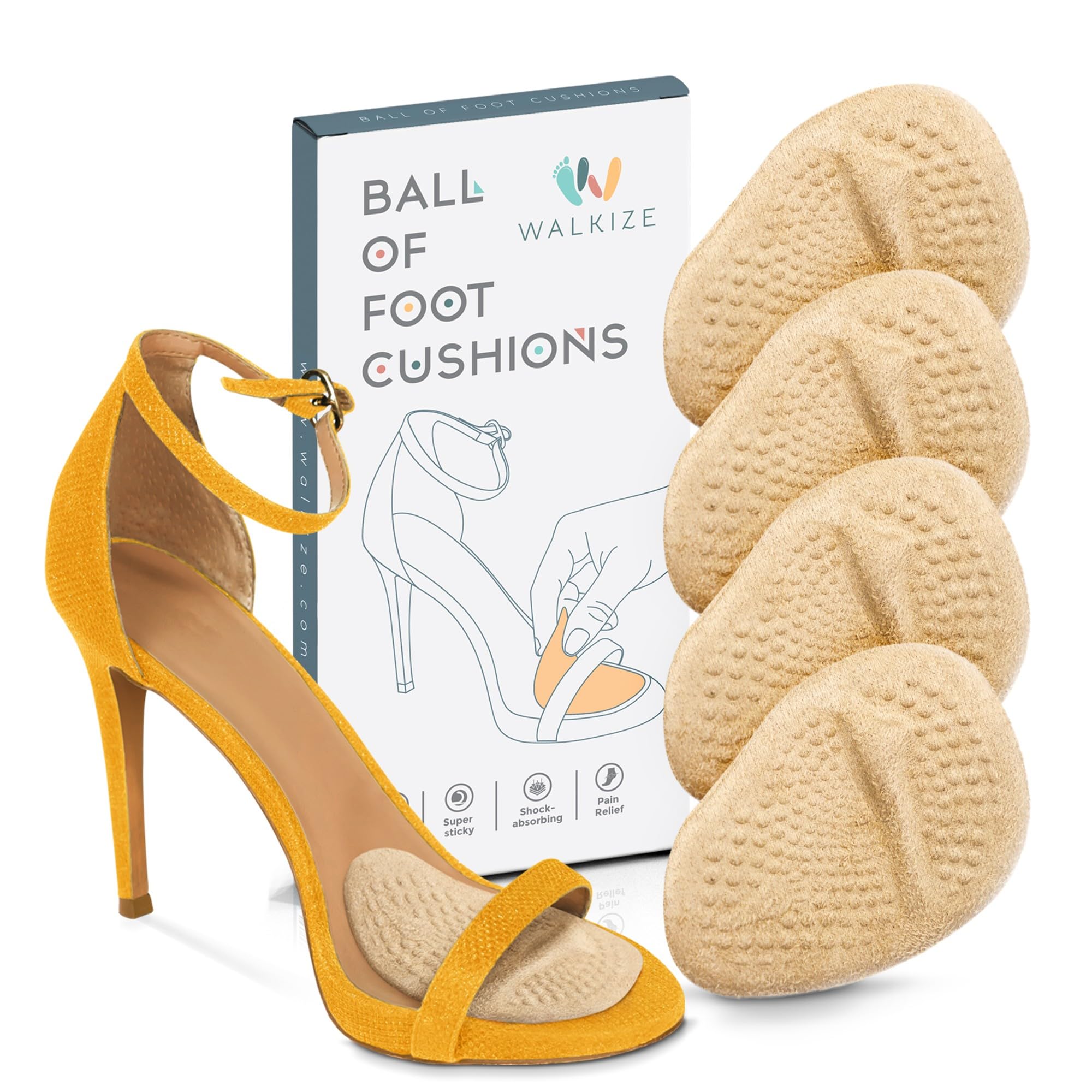 Walkize metatarsal pads for women provide discreet all day comfort