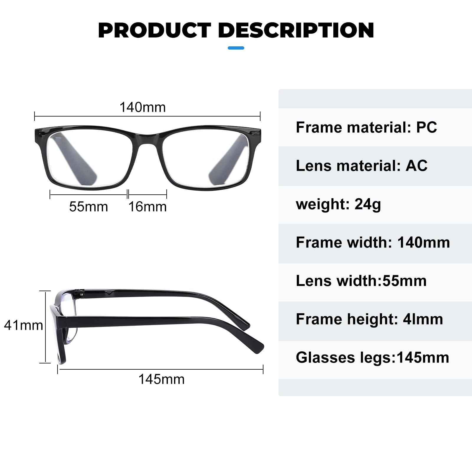 WALMXX 8-pack anti-eyestrain glasses ideal for long computer sessions