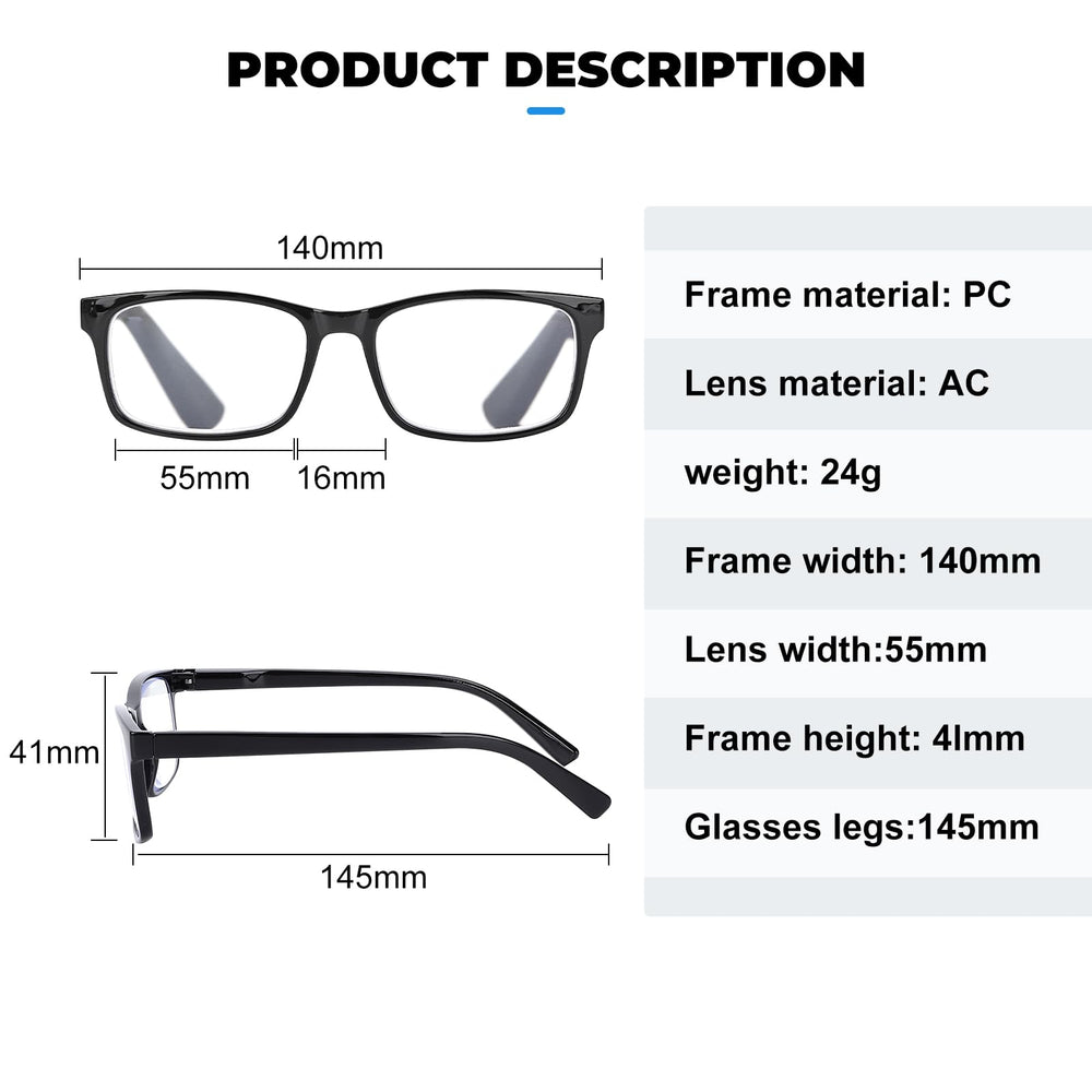 WALMXX 8-pack anti-eyestrain glasses ideal for long computer sessions
