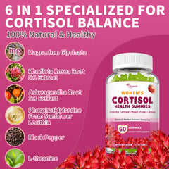 Wanish Cortisol Gummies apple-flavor closeup for daytime focus and balance.
