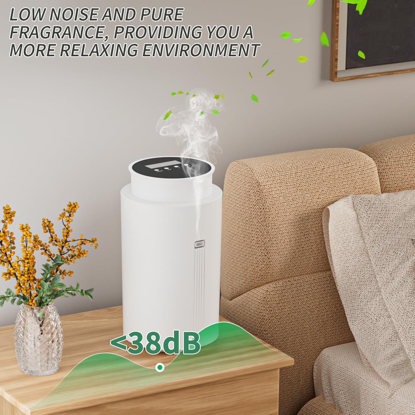 Wankeer Scent Air Machine operates quietly for peaceful rooms.