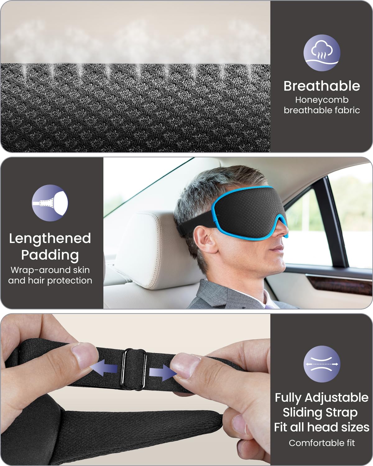 WAOAW sleep mask breathable cover feels soft and skin-friendly