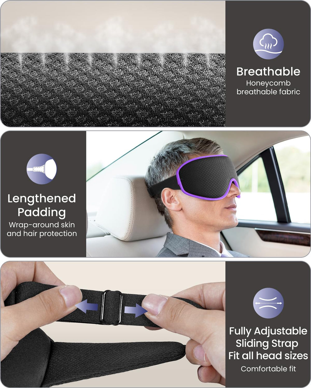 WAOAW sleep mask breathable-cover provides soft, skin-friendly comfort
