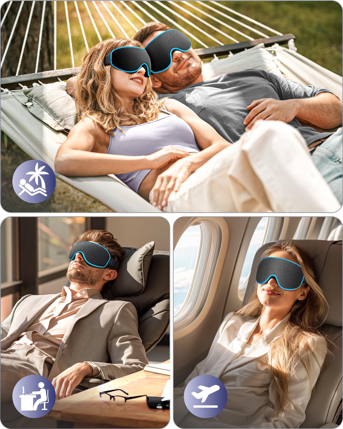 WAOAW sleep mask with earplugs included for quiet resting environments