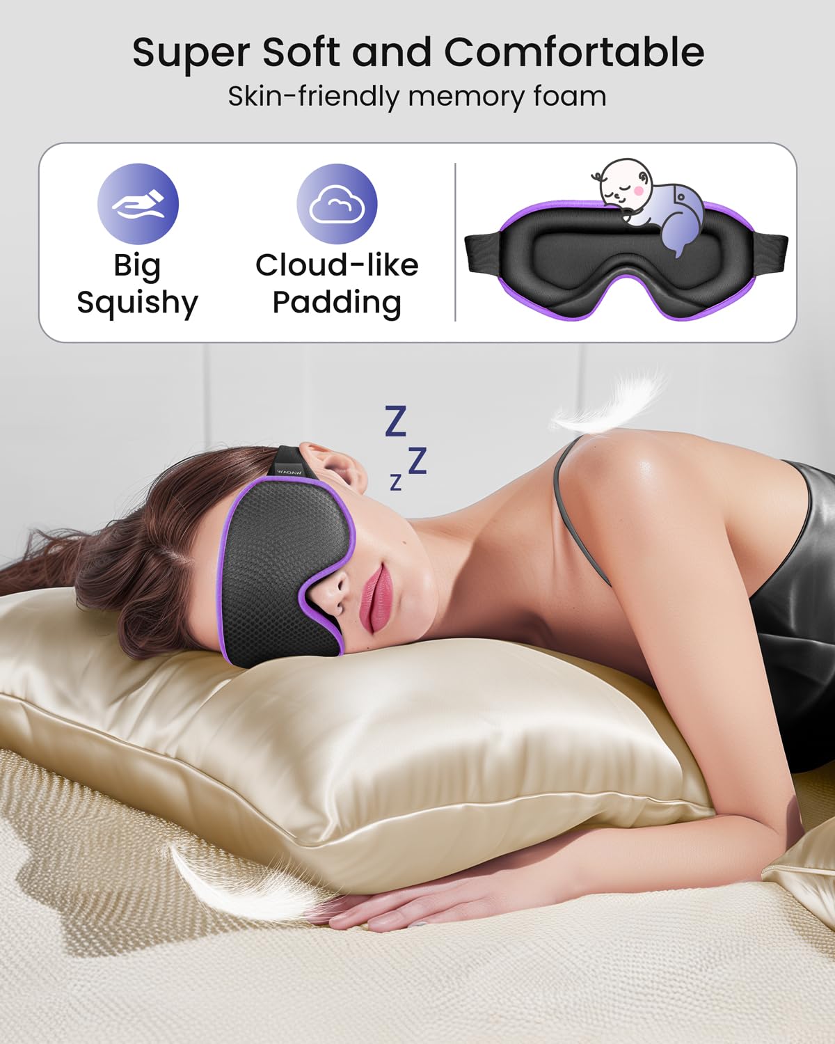 WAOAW sleep mask soft-skin feel for long naps and comfort