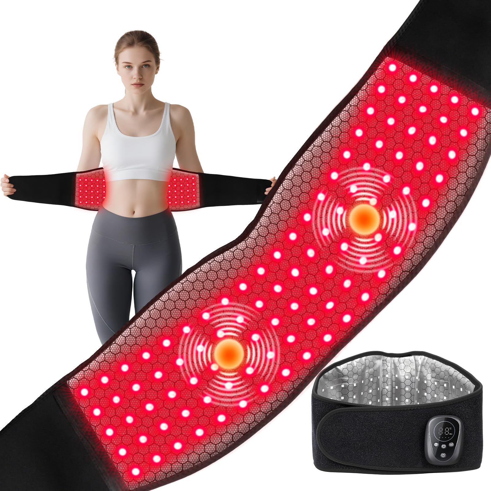 WAPAG red light therapy belt front view for torso coverage and daily comfort.