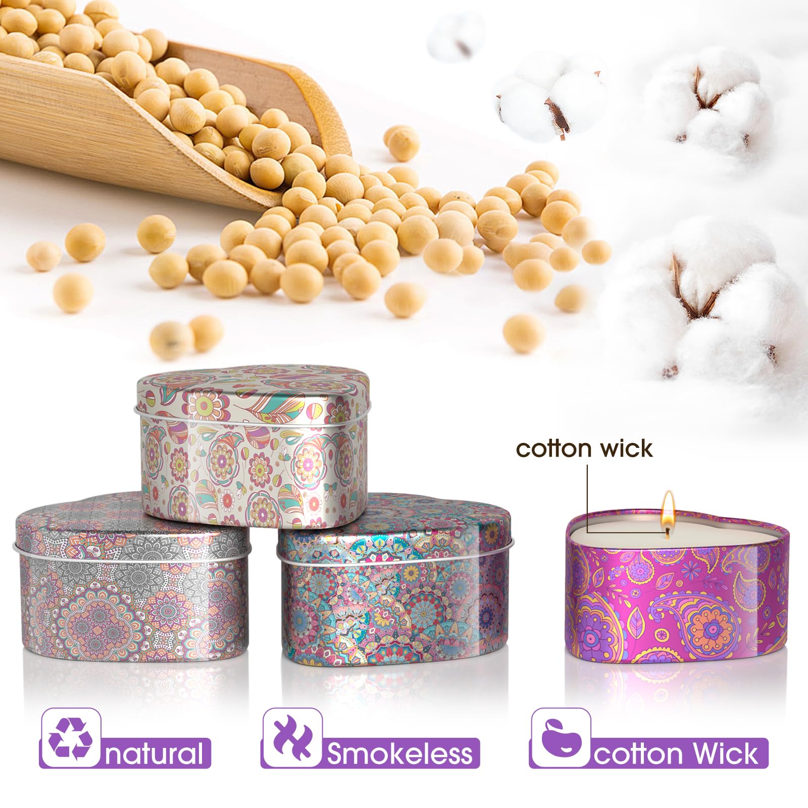 WarmEmbrace lemon scented candle in heart tin for refreshing space.