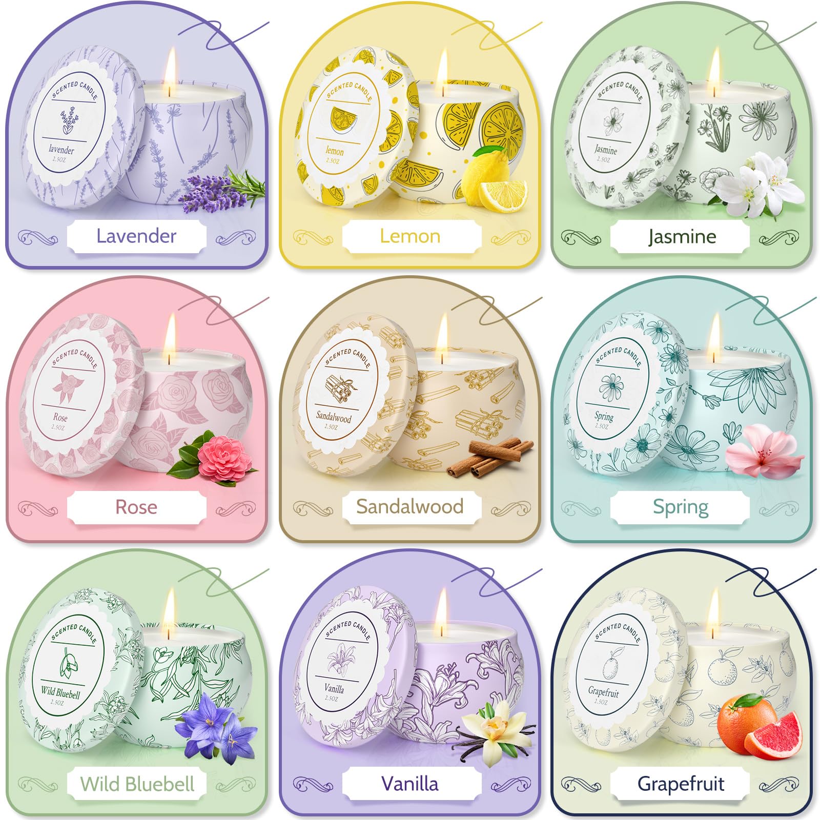 WarmEmbrace wild bluebell candle tin evokes fresh floral notes in a room